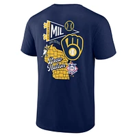 T-shirt bleu marine Fanatics Milwaukee Brewers Split Zone pour hommes