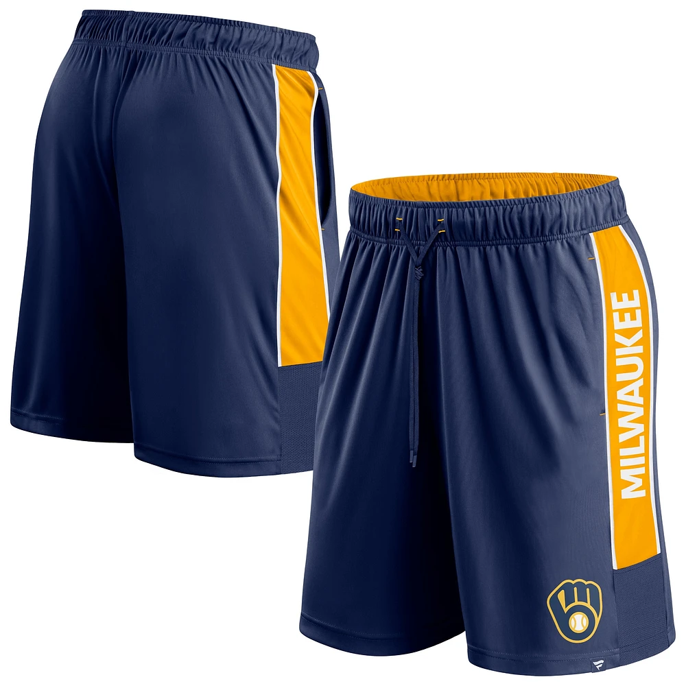 Men's Fanatics Navy Milwaukee Brewers Win The Match Defender Shorts