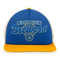 Casquette Snapback de camionneur en mousse Talley de la collection Cooperstown des Milwaukee Brewers Royal/Gold Fanatics pour hommes