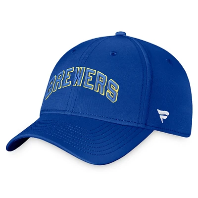 Casquette Cooperstown Core Flex Fanatics Royal Milwaukee Brewers pour hommes