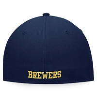 Casquette ajustée emblématique à blocs de couleurs Milwaukee Brewers Fanatics pour hommes, blanc/bleu marine