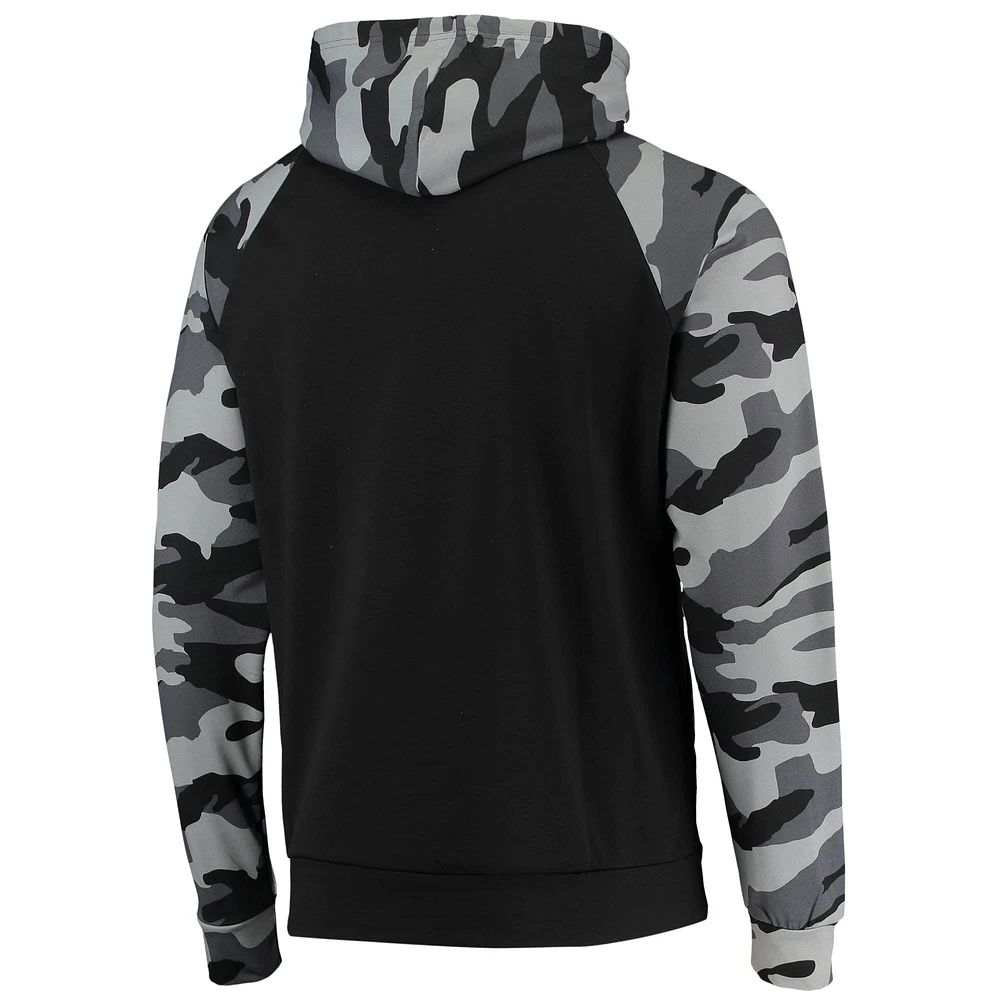 Men's FOCO Black Milwaukee Brewers Camo Raglan Pullover Hoodie