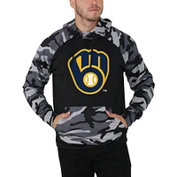 Men's FOCO Black Milwaukee Brewers Camo Raglan Pullover Hoodie