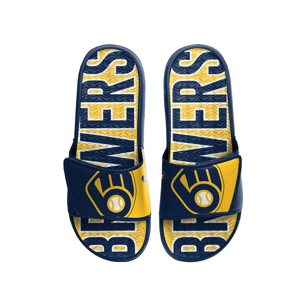 FOCO Milwaukee Brewers, sandales à enfiler en gel avec logo pour hommes