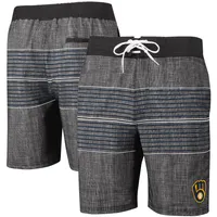 Milwaukee Brewers G-III Sports by Carl Banks Horizon Volley Swim Trunks - Charcoal