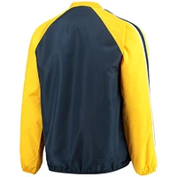 Men's G-III Sports by Carl Banks Navy/Gold Milwaukee Brewers Kickoff Raglan V-Neck Pullover Jacket