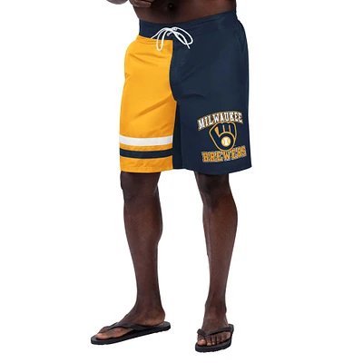 Men's G-III Sports by Carl Banks Navy Milwaukee Brewers Anchor Swim Trunks