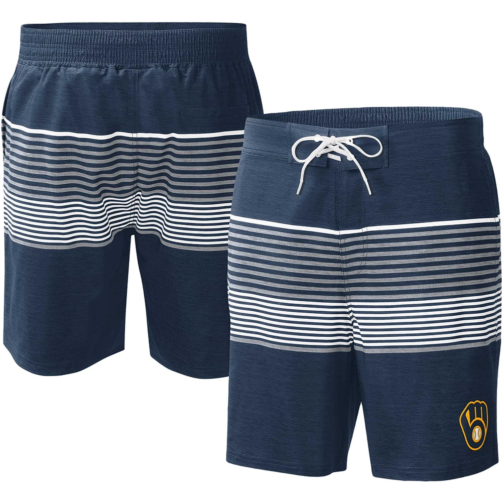 Short de bain pour homme G-III Sports by Carl Banks bleu marine Milwaukee Brewers Coastline Volley