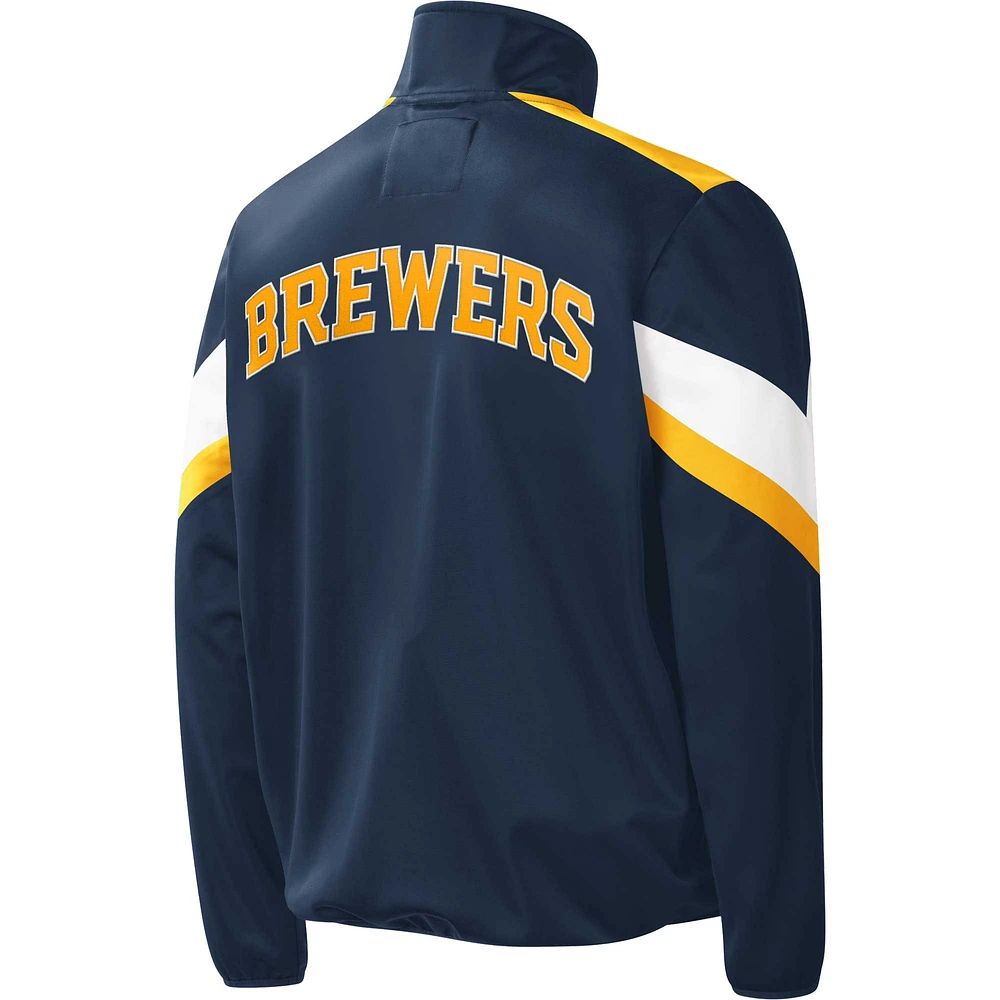 Men's G-III Sports by Carl Banks Navy Milwaukee Brewers Earned Run Full-Zip Jacket