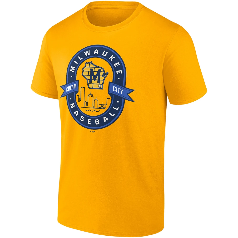 T-shirt doré emblématique Glory Bound pour homme des Milwaukee Brewers