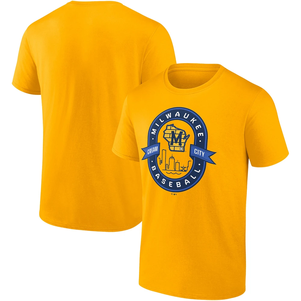 T-shirt doré emblématique Glory Bound pour homme des Milwaukee Brewers