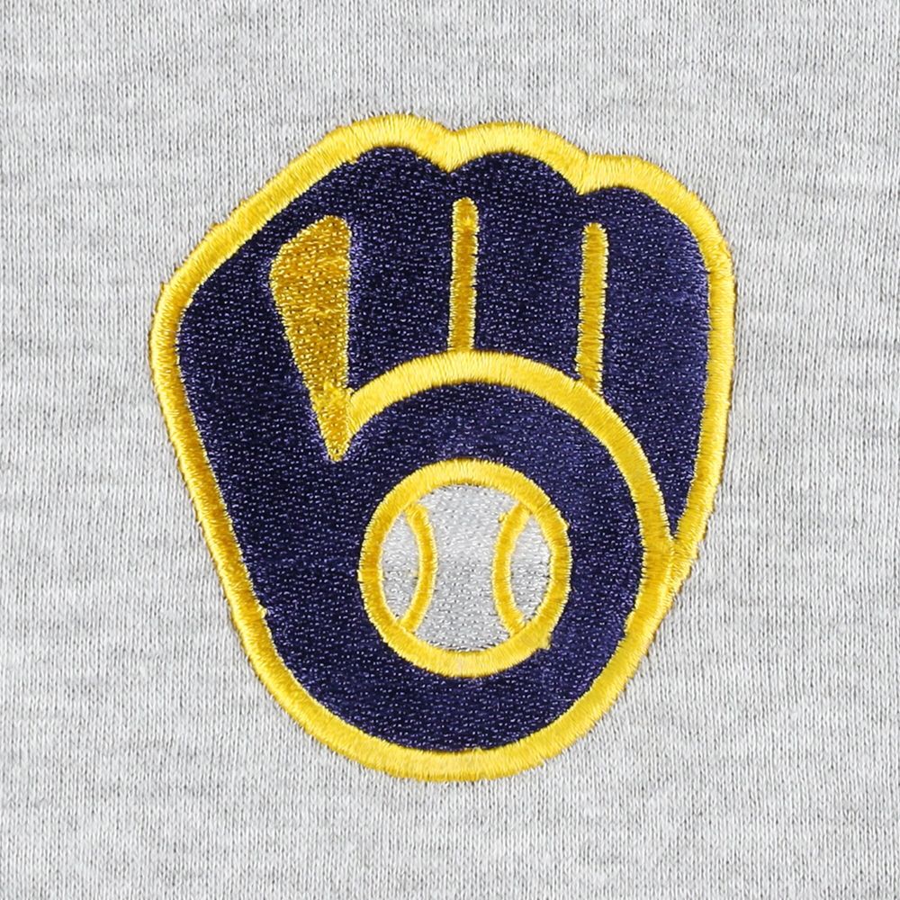 Men's Heather Gray/Navy Milwaukee Brewers Big & Tall Raglan Hoodie Full-Zip Sweatshirt