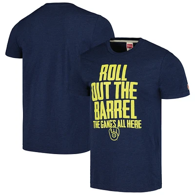 Men's Homage  Navy Milwaukee Brewers Gangs All Here Hyper Local Tri-Blend T-Shirt