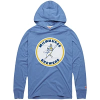 Men's Homage Powder Blue Milwaukee Brewers Lightweight Raglan Tri-Blend Pullover Hoodie