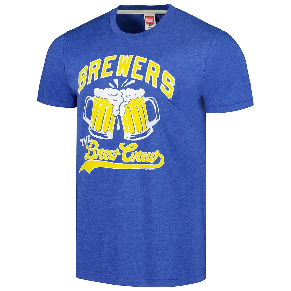 T-shirt triple mélange Hommage Royal Milwaukee Brewers Doodle Collection pour hommes The Brew Crew