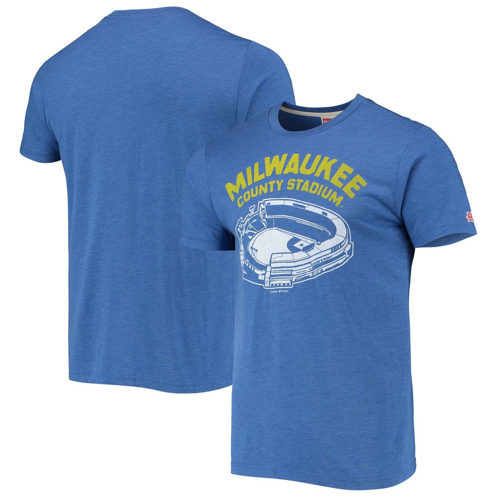 Men's Homage Royal Milwaukee Brewers County Stadium Tri-Blend T-Shirt