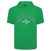 Sweat à capuche manches courtes et carreaux Phase de la Saint-Patrick des Milwaukee Brewers pour hommes Levelwear Green