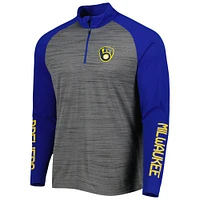 Men's Levelwear Heather Gray Milwaukee Brewers Vandal Raglan Quarter-Zip Top