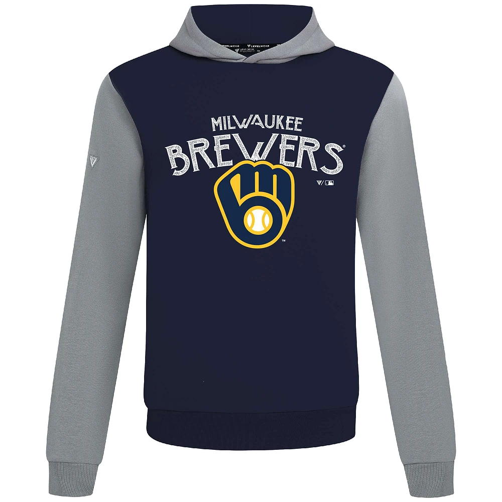 Men's Levelwear Navy Milwaukee Brewers Accolade Ultimate Mission Pullover Hoodie