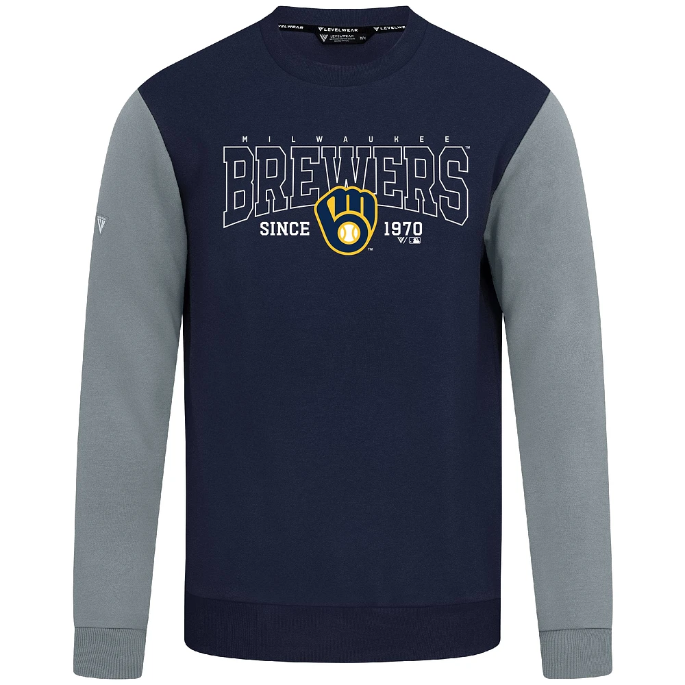 Sweat-shirt bleu marine Levelwear pour homme, Accolade Ultimate Textbook, des Milwaukee Brewers