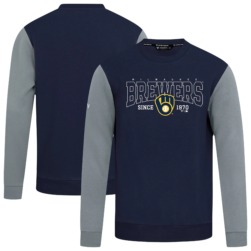 Sweat-shirt bleu marine Levelwear pour homme, Accolade Ultimate Textbook, des Milwaukee Brewers