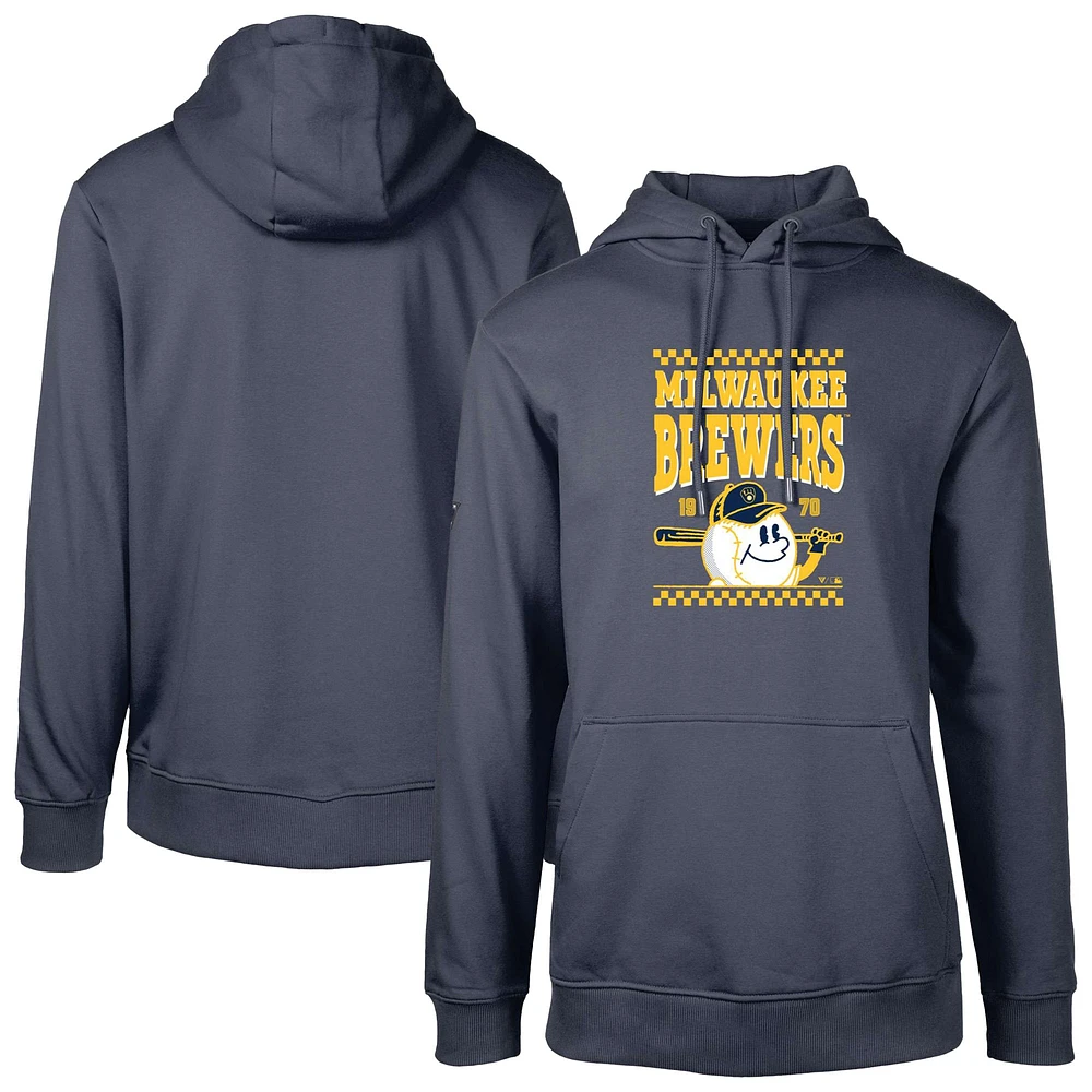 Men's Levelwear Navy Milwaukee Brewers Podium Inaugural Pullover Hoodie