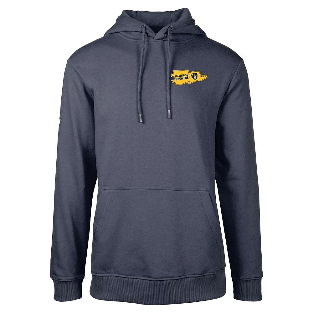 Men's Levelwear  Navy Milwaukee Brewers Podium Rafters Pullover Hoodie
