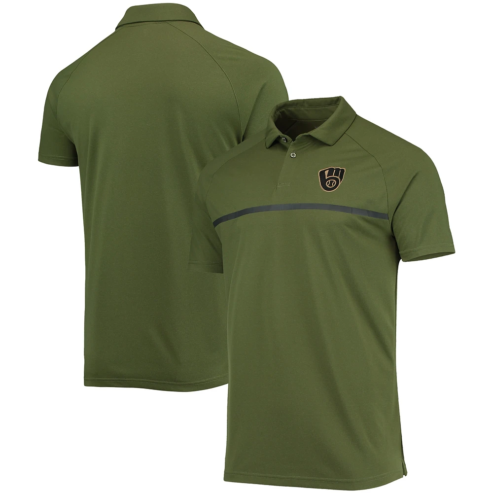 Polo raglan Levelwear Milwaukee Brewers Delta Sector pour hommes, olive