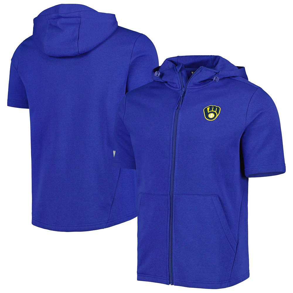 Levelwear Royal Milwaukee Brewers Recruit Sweat à capuche et manches courtes entièrement zippé pour homme