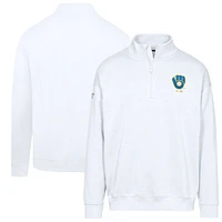 Men's Levelwear  White Milwaukee Brewers Cooperstown Collection Murray Quarter-Zip Sweatshirt