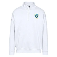 Men's Levelwear  White Milwaukee Brewers Cooperstown Collection Murray Quarter-Zip Sweatshirt