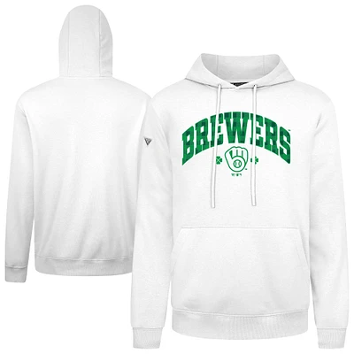 Sweat à capuche carreaux Podium de la Saint-Patrick des Milwaukee Brewers pour homme Levelwear blanc