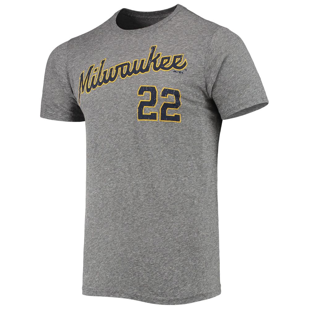 Men's Majestic Threads Christian Yelich Heathered Gray Milwaukee