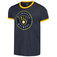 Men's Majestic Threads Navy Milwaukee Brewers Ringer Tri-Blend T-Shirt