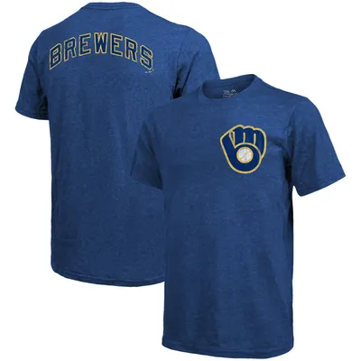 Men's Milwaukee Brewers Homage Gold Hyper Local Tri-Blend T-Shirt