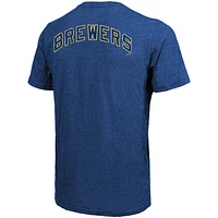 Men's Majestic Threads Royal Milwaukee Brewers Throwback Logo Tri-Blend T-Shirt
