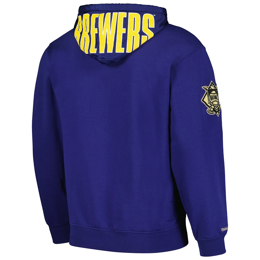 Sweat à capuche avec logo actuel de l'équipe OG 2.0 des Milwaukee Brewers & Ness pour hommes, bleu marine