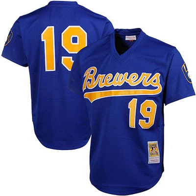 Maillot d'entraînement de frappeur en maille Mitchell & Ness Robin Yount Royal Milwaukee Brewers Cooperstown pour hommes