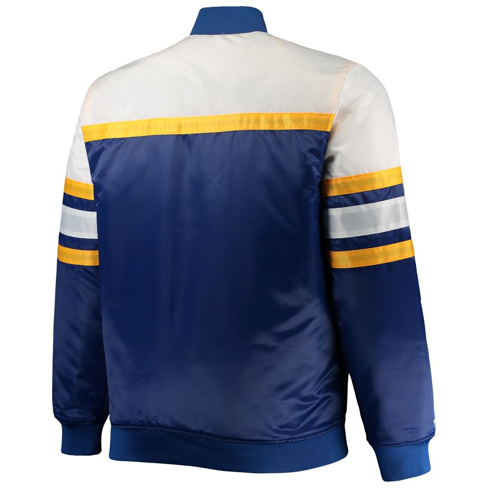 Men's Mitchell & Ness Royal/Gold Milwaukee Brewers Big Tall Coaches Satin Full-Snap Jacket