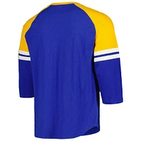 Men's Mitchell & Ness Royal Milwaukee Brewers Cooperstown Collection Legendary Raglan Slub Henley 3/4-Sleeve T-Shirt