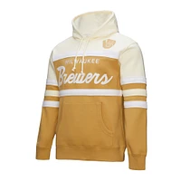 Men's Mitchell & Ness Tan/Cream Milwaukee Brewers Head Coach Pullover Hoodie