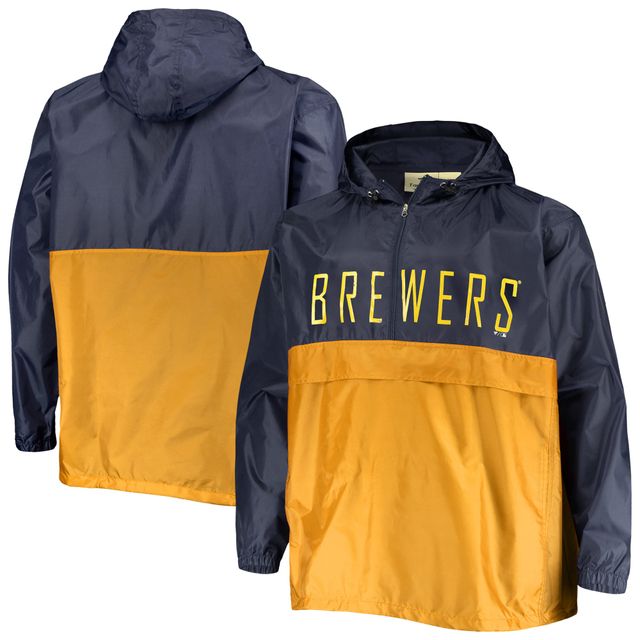 Anorak à demi-fermeture éclair pour homme Milwaukee Brewers Big & Tall bleu marine/doré