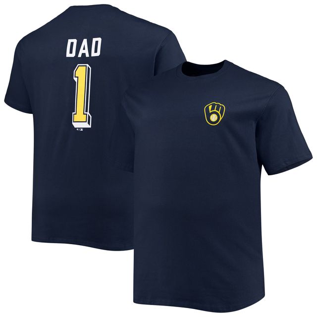 T-shirt pour homme bleu marine Milwaukee Brewers Big & Tall Father's Day #1 Dad