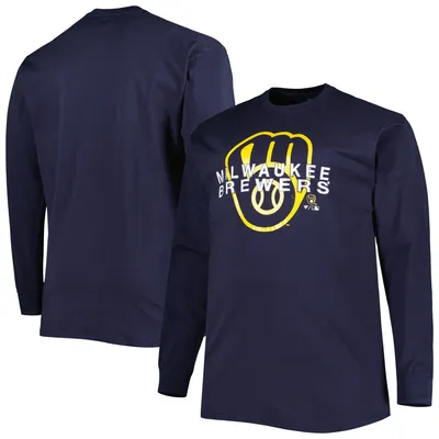 Milwaukee Brewers Big & Tall Long Sleeve T-Shirt - Navy