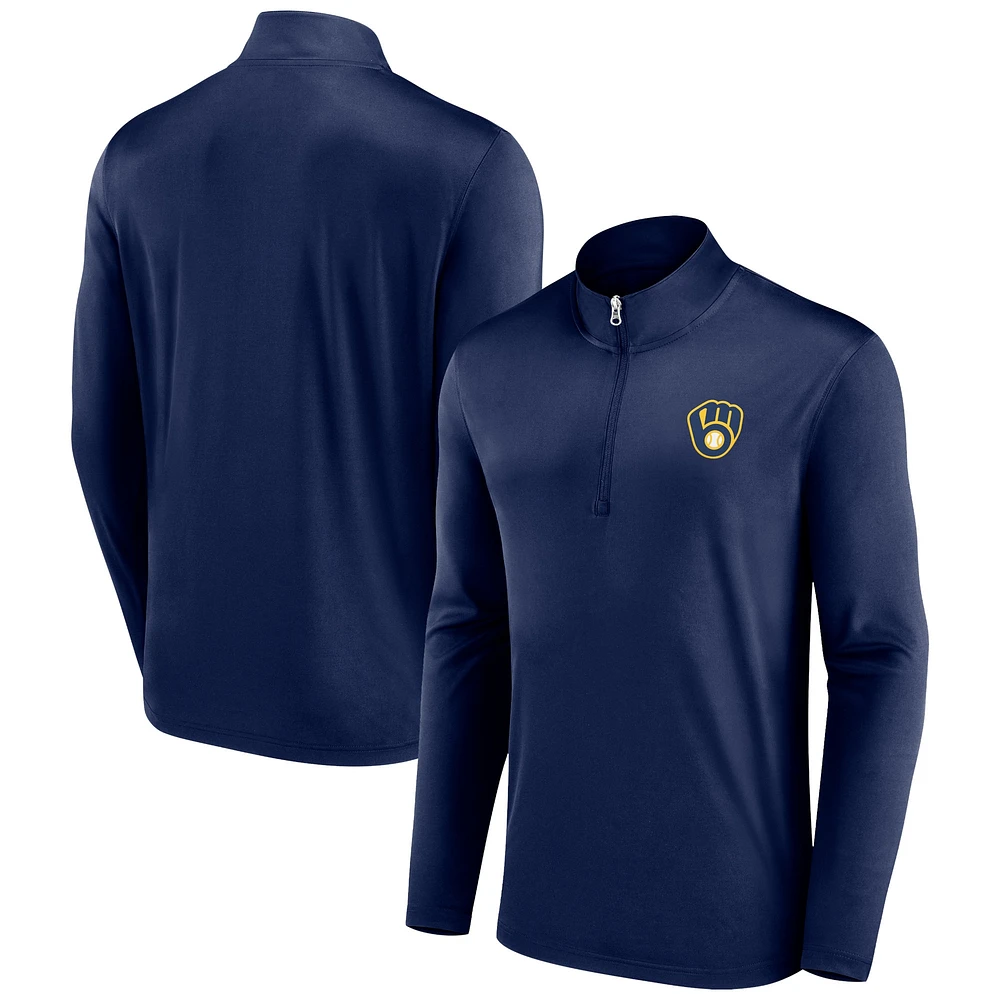 Veste à quart de zip Fanatics pour hommes, bleu marine, Milwaukee Brewers Underdog Mindset