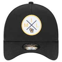 Casquette ajustable A-Frame 9FORTY Milwaukee Brewers de New Era pour homme noire