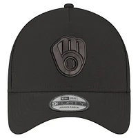 Men's New Era Black Milwaukee Brewers A-Frame 9FORTY Adjustable Hat