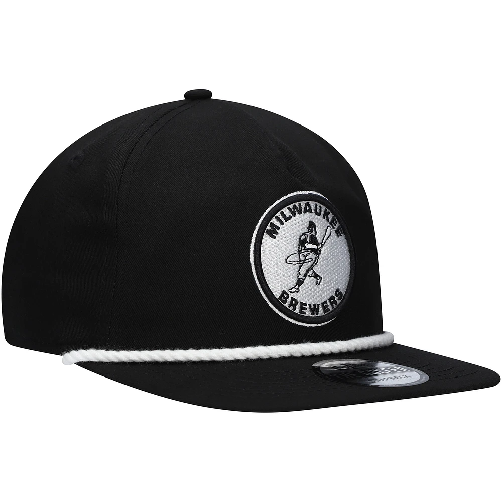 Casquette Snapback de golfeur Milwaukee Brewers New Era noire pour hommes