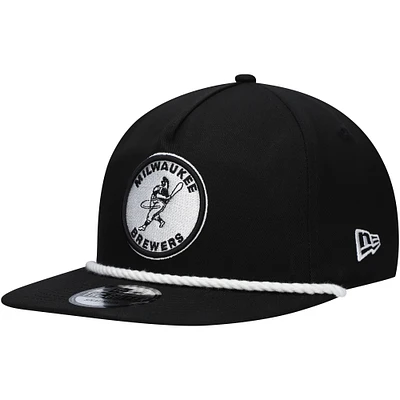 Casquette Snapback de golfeur Milwaukee Brewers New Era noire pour hommes