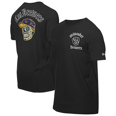 Men's New Era Black Milwaukee Brewers Sugar Skulls T-Shirt